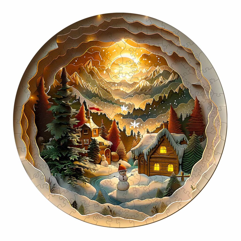 3D Christmas Village 2 – Wooden Jigsaw Puzzle