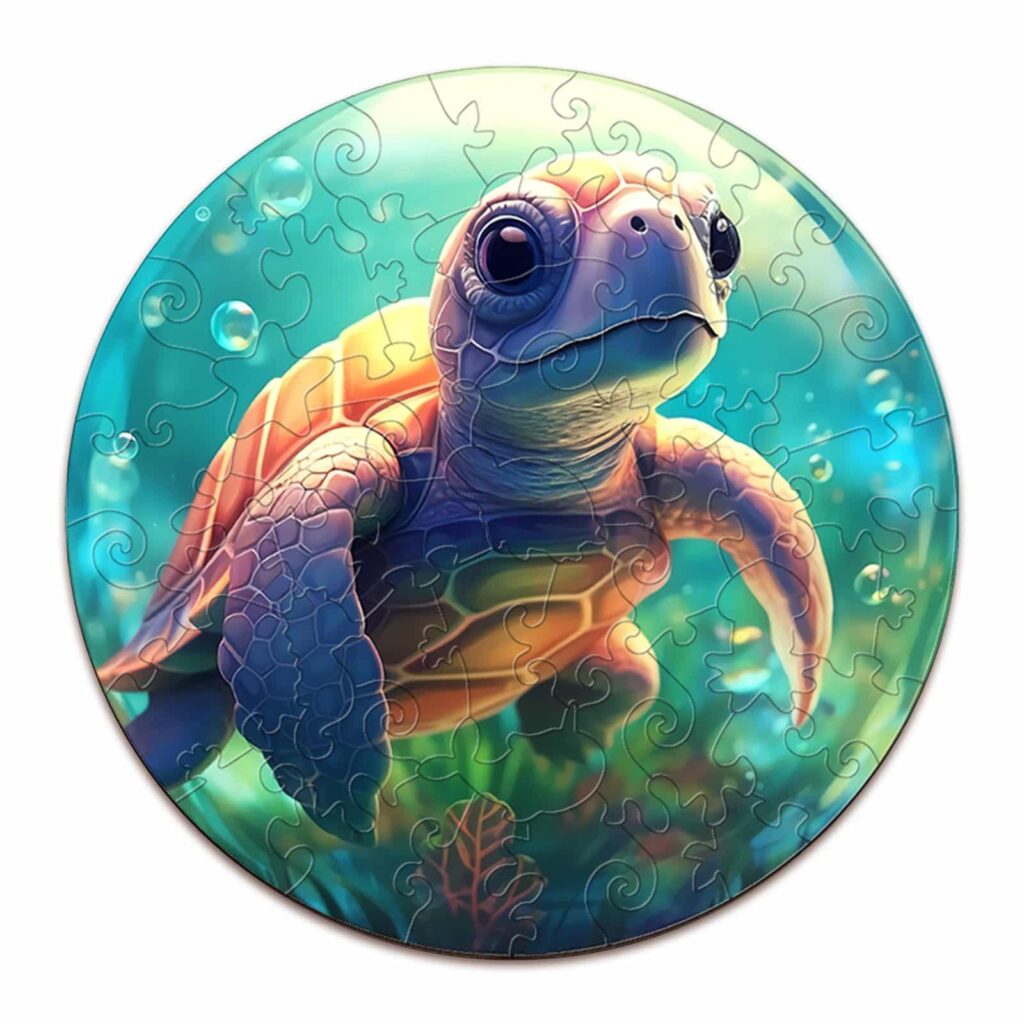 Children Wooden Jigsaw Puzzle-Cute Sea Turtle