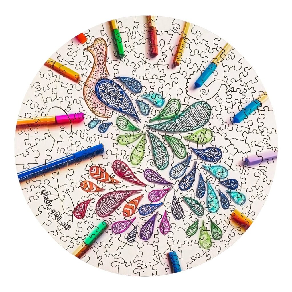 Wooden Jigsaw Puzzle-PEACOCK