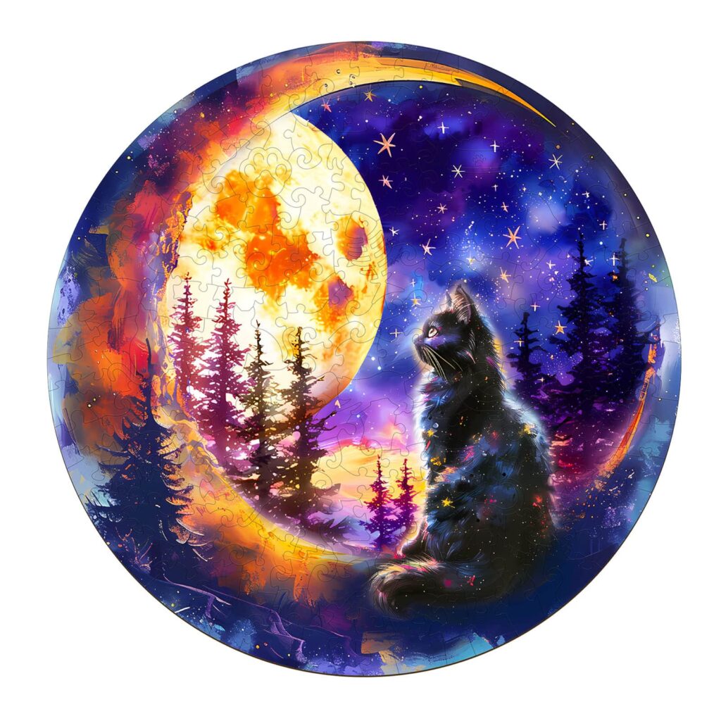 Wooden Jigsaw Puzzle-Starry Cat