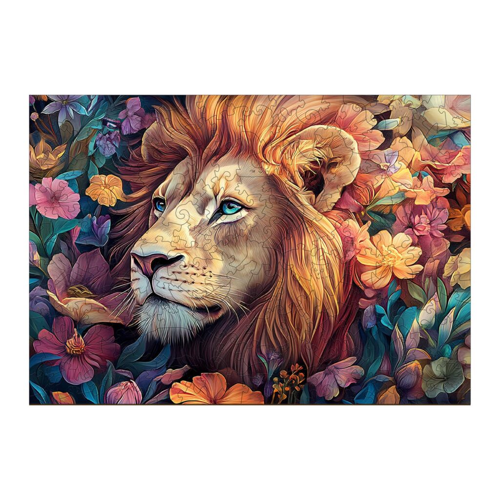 Wooden Jigsaw Puzzle – Blossom-Kissed Lion