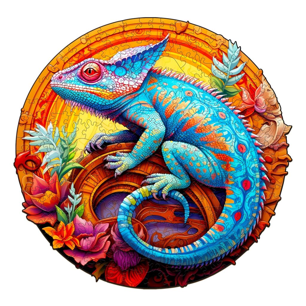 Wooden Jigsaw Puzzle – Unique Chameleon
